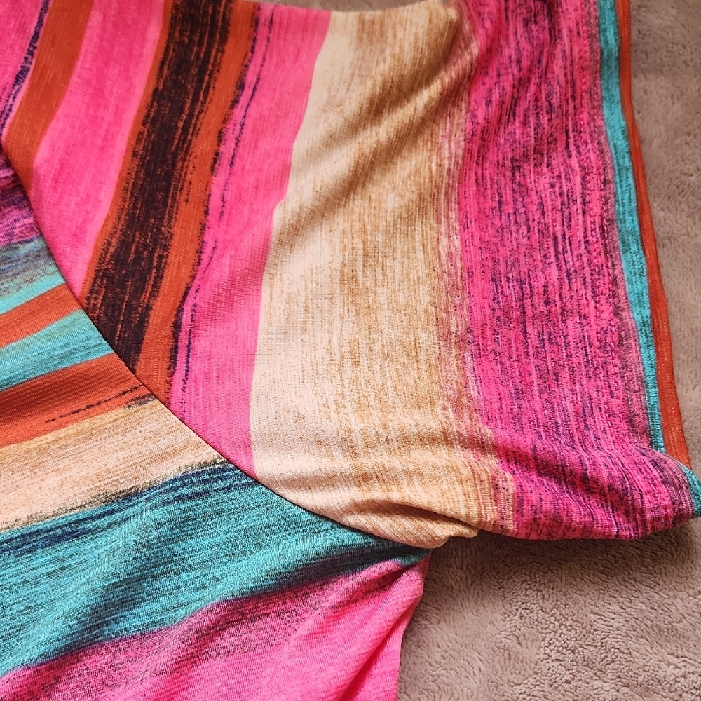 Striped Pink & Multicolor Short Sleeve Mini Dress SO FUN😎🌞 - Picture 4 of 8
